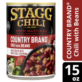 Pantry shelf display featuring STAGG Chili with Beans as a versatile staple.