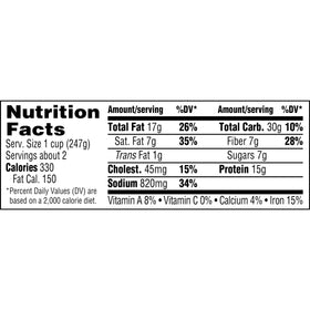 STAGG Chipotle Beef Chili with Beans can shows convenient 12 pack for quick meals