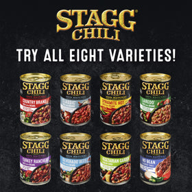 STAGG Classic Chili close-up showing meat and beans.