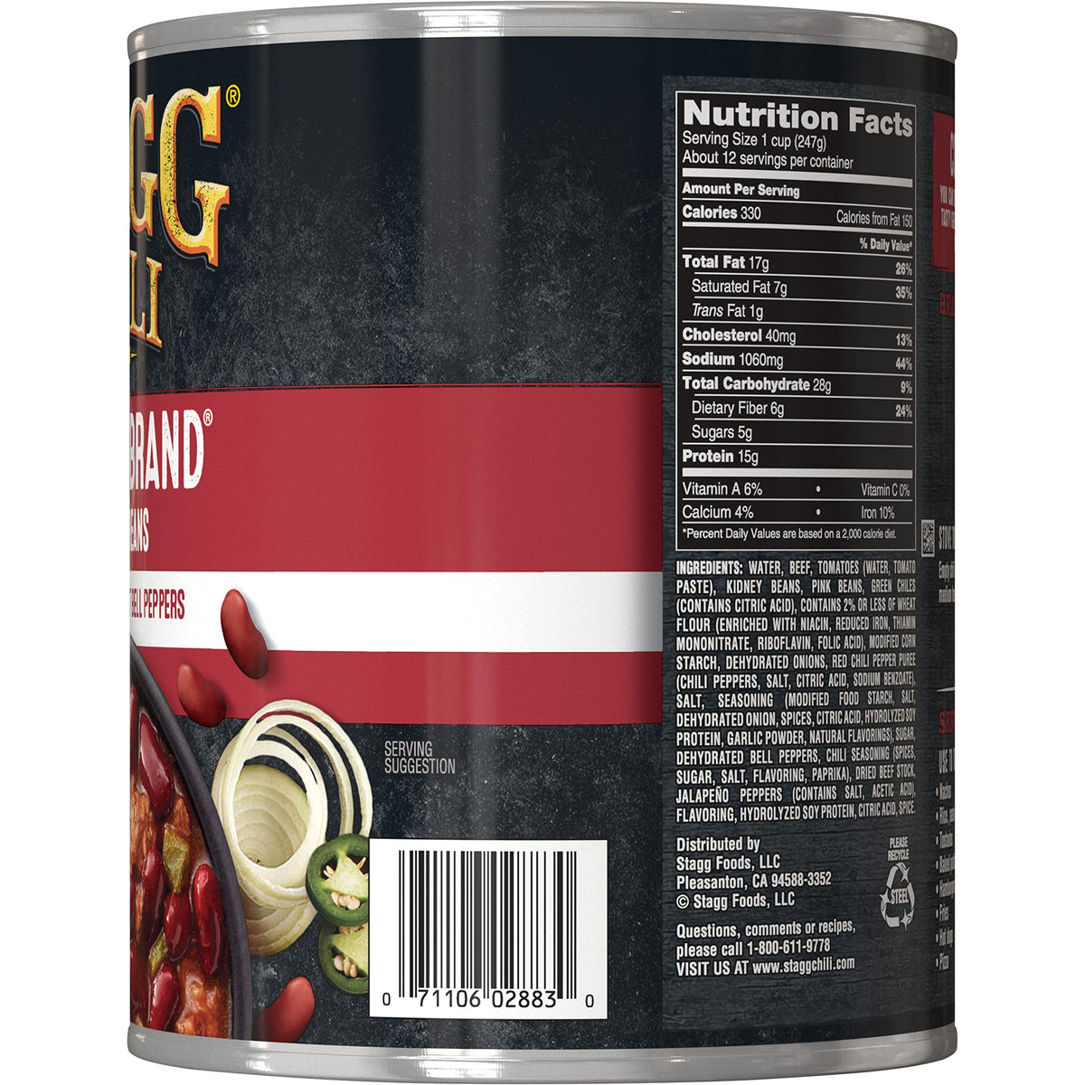 STAGG Country Chili with Beans ingredients panel showing USDA beef and beans