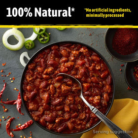 STAGG Dynamite Chili with Beans topping hot dogs adds bold flavor