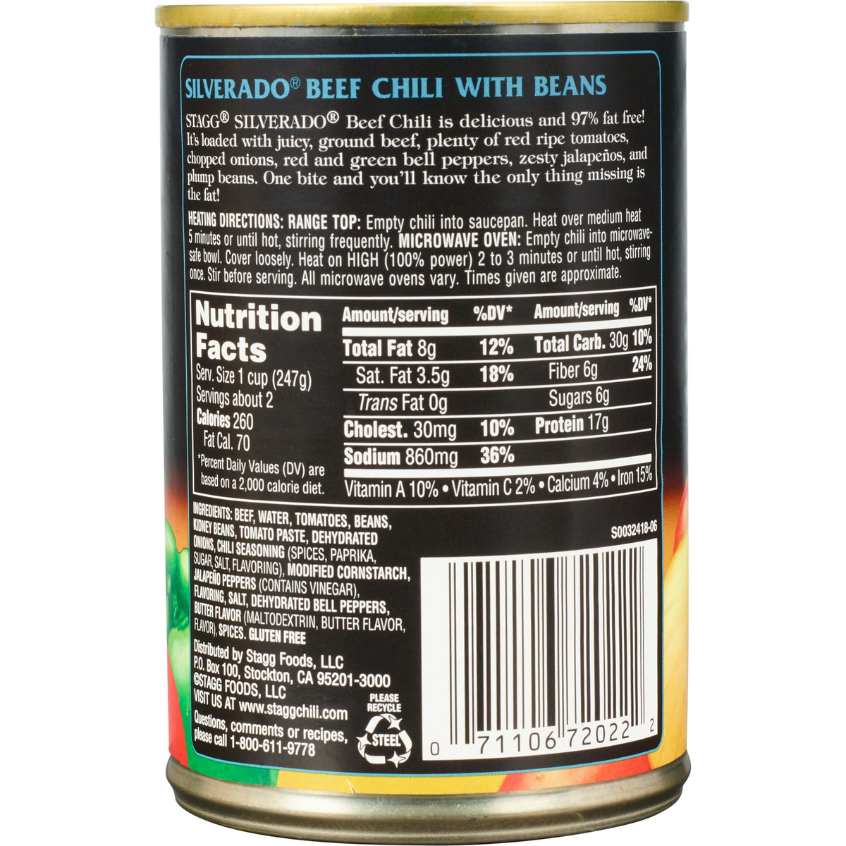 Close-up of STAGG Silverado Chili ingredients with beef beans tomatoes peppers