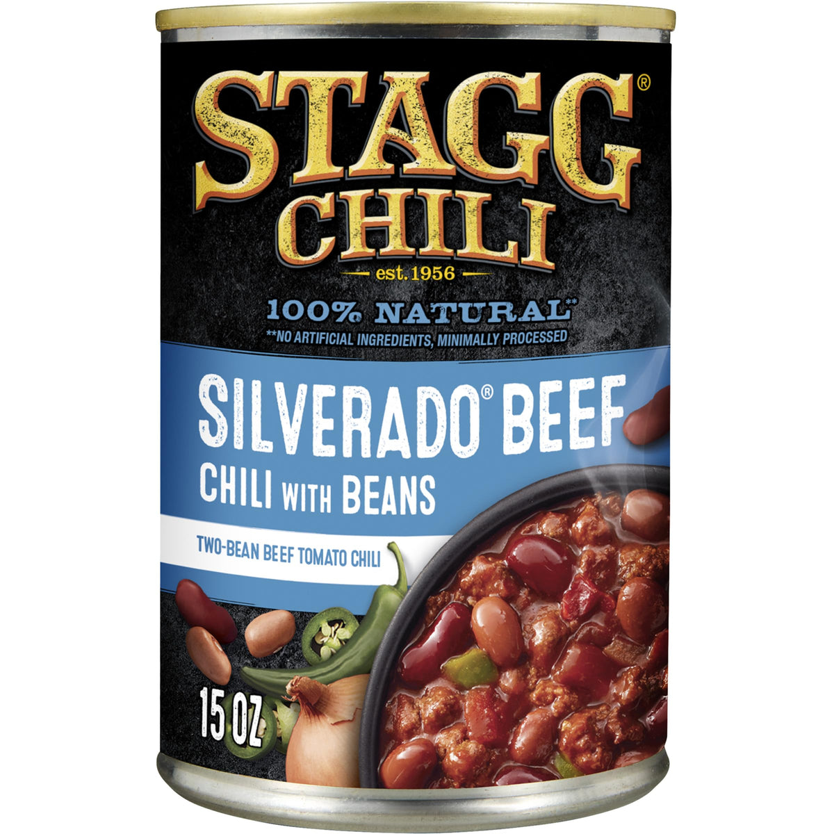 STAGG Silverado Beef Chili with Beans can front view, ready for quick weeknight meals