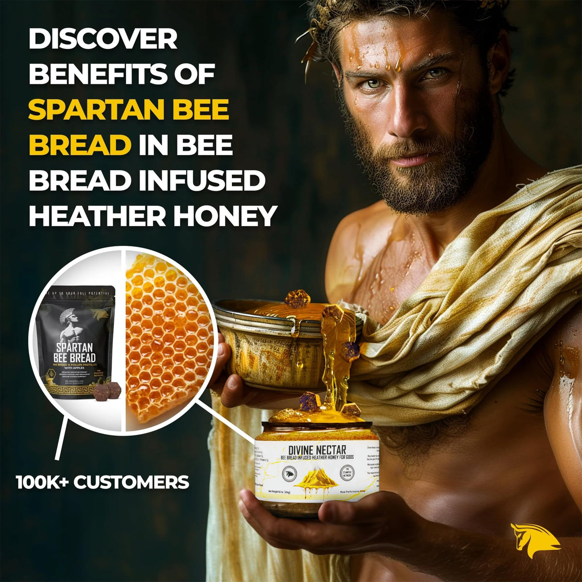 Divine Nectar honey on a spoon, showcasing texture and potential daytime energy.