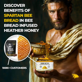 Divine Nectar honey on a spoon, showcasing texture and potential daytime energy.