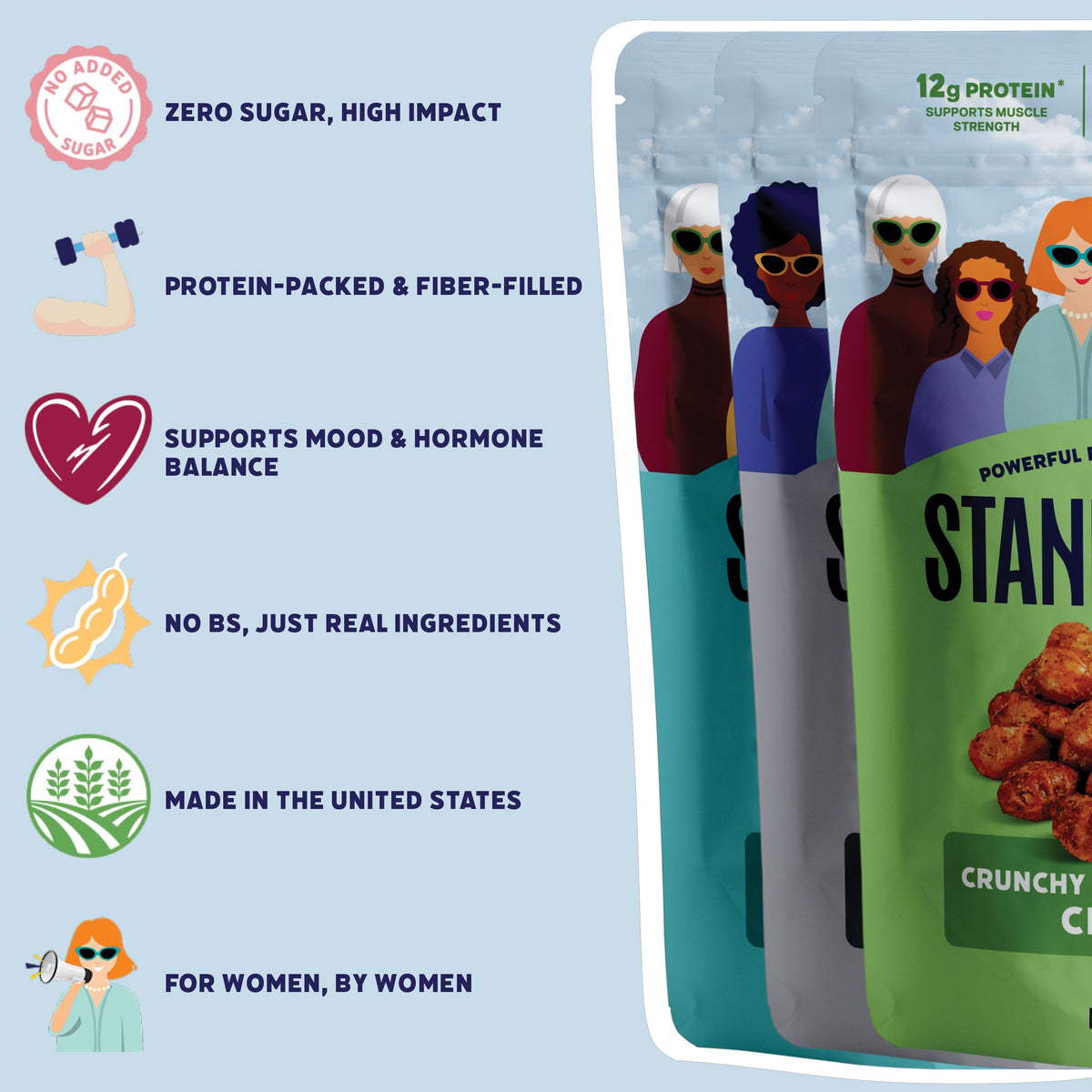 Standing Tall Salt & Pepper crunch bite, convenient protein for an active lifestyle.