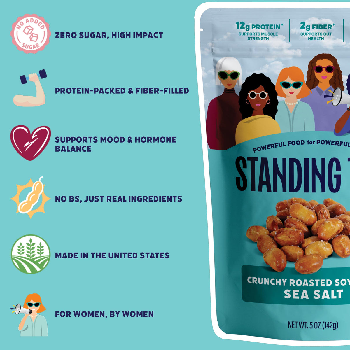 Standing Tall Salt & Pepper roasted soybeans pack delivers savory crunch.