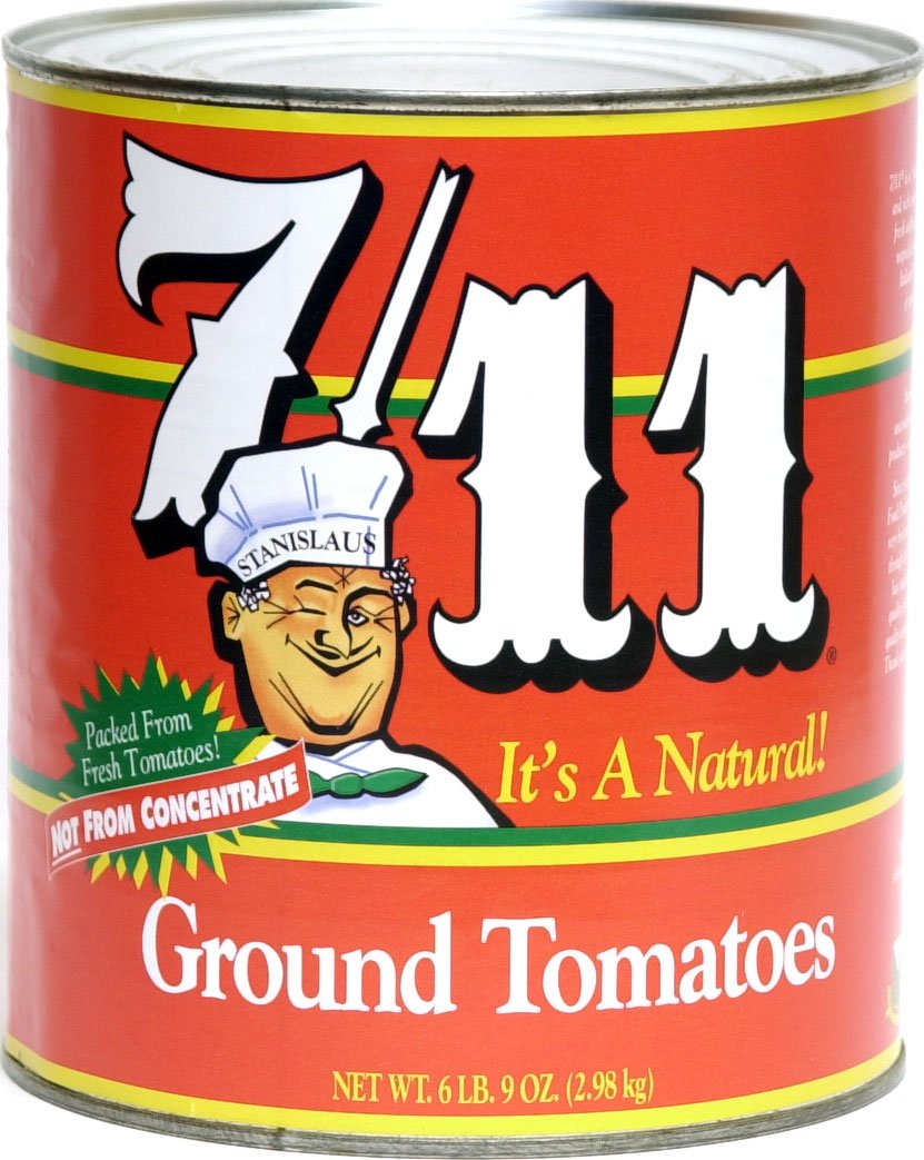 Stanislaus 7/11 Ground Tomatoes No. 10 Can — front view with rich, chunky texture for sauces.
