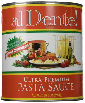 Stanislaus al Dente sauce can with tomatoes and onions, ready for rich pasta.