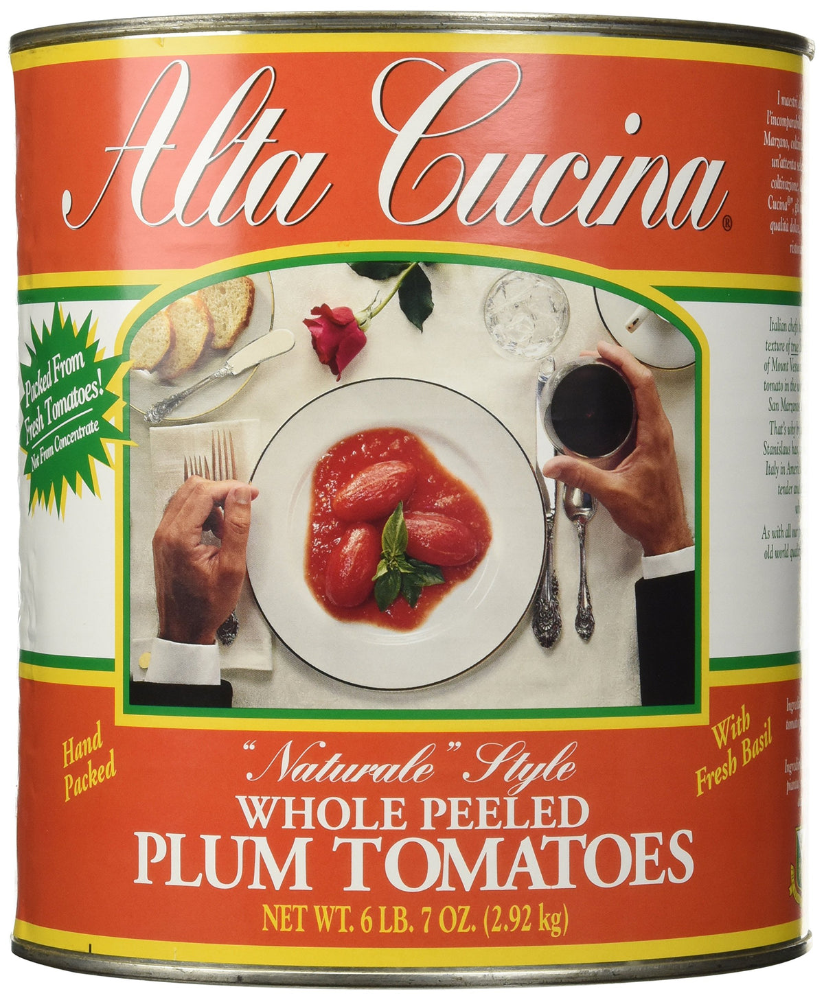 Stanislaus Alta Cucina whole tomatoes in can with juice and basil, ideal for rich sauces