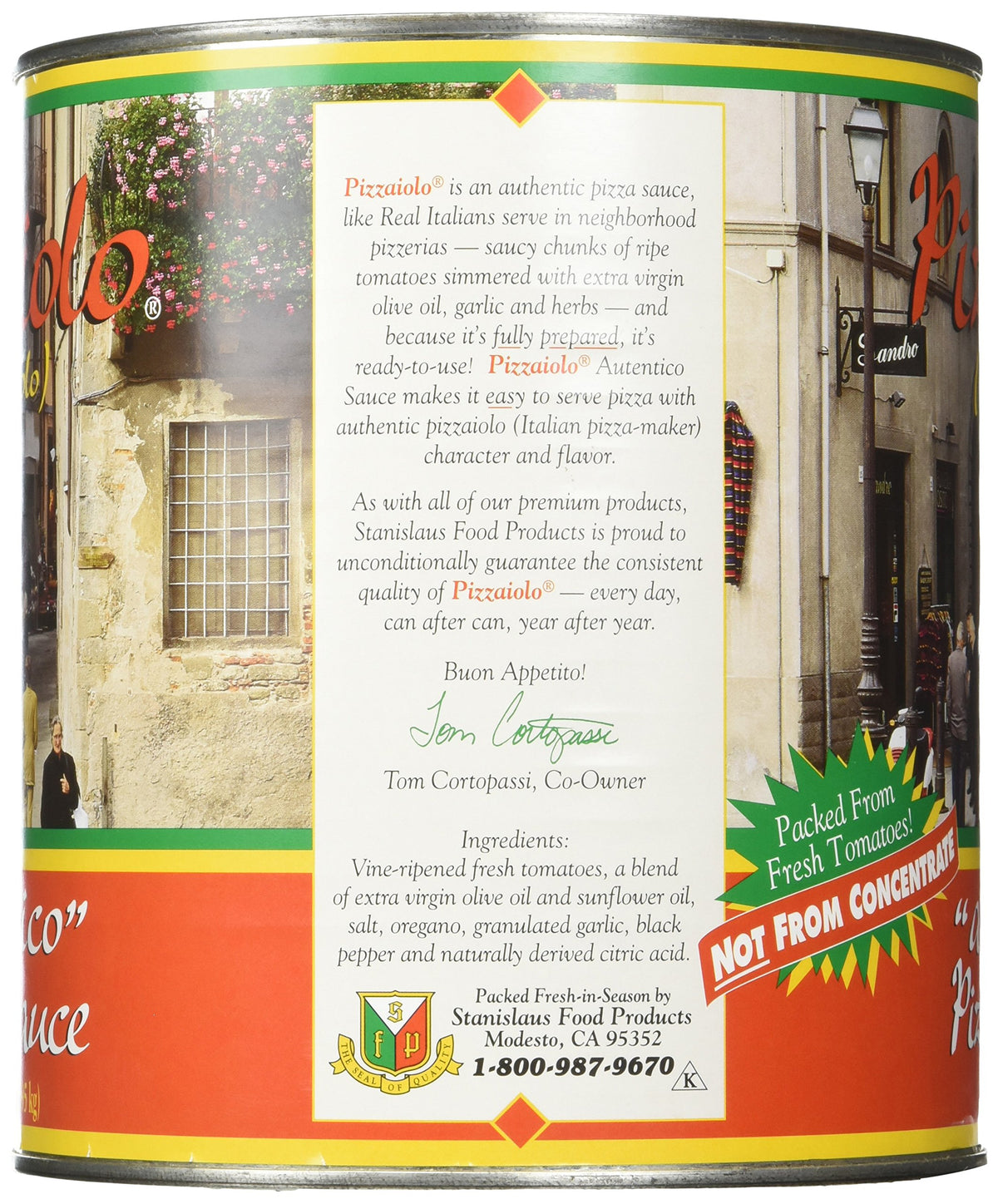 Stanislaus Pizzaiolo Pizza Sauce Autentico label highlighting traditional Italian flavor