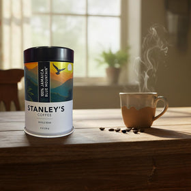 Stanley's Coffee elegant 8oz gift can, ready for gifting.