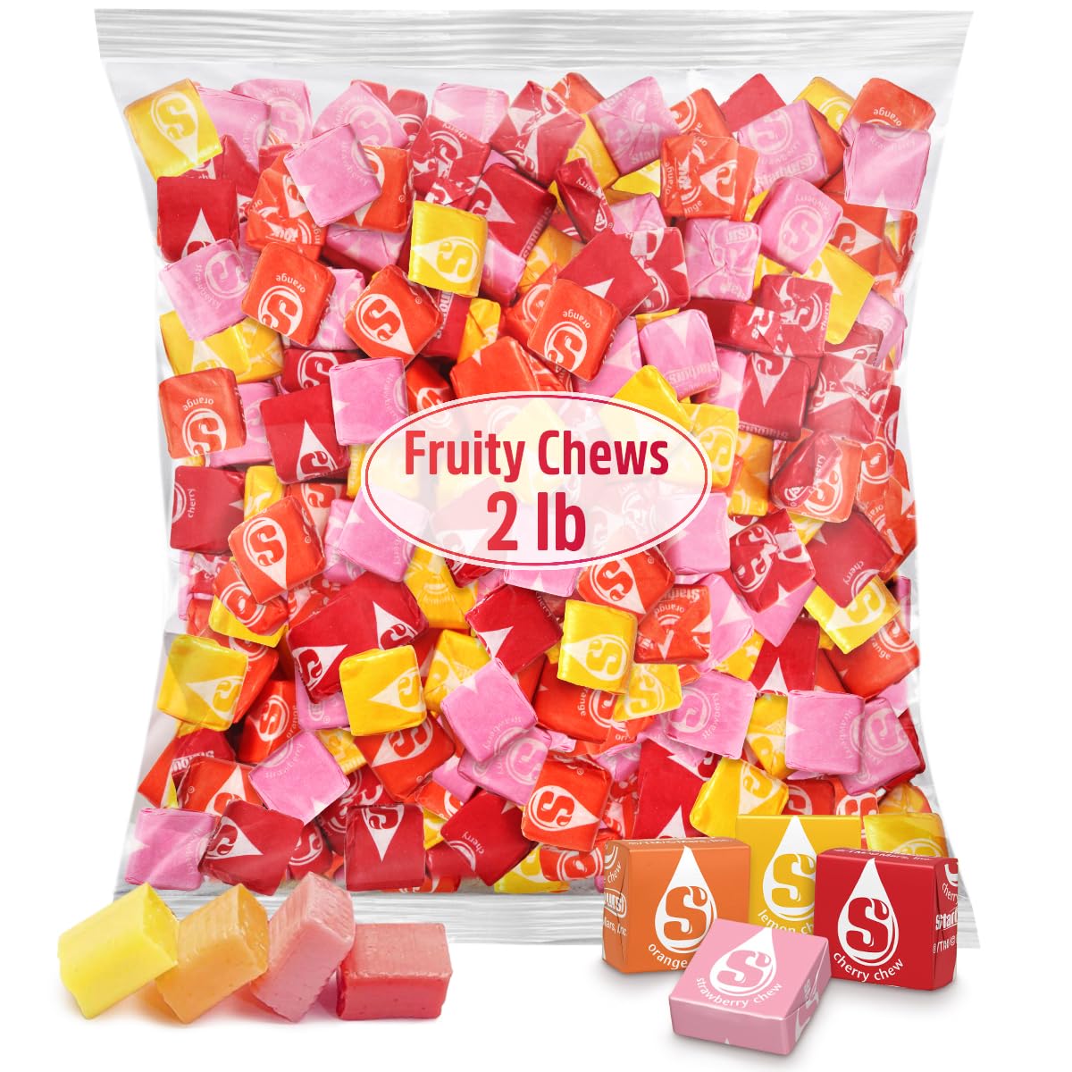 Starbrst Candy bulk 2lb bag with individually wrapped pieces for easy sharing.