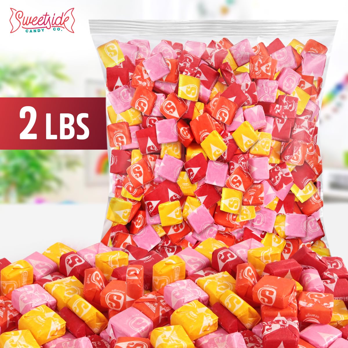 Colorful Starbrst fruit chews offer a variety for festive buffets.
