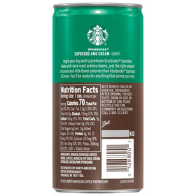 Starbucks 12-pack display featuring Espresso & Cream Light beverages.