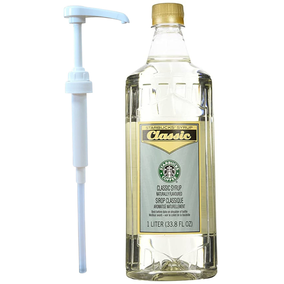 Star Starbucks authentic flavoring syrup with classic white pump for cafe-style drinks at home.