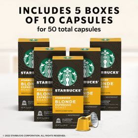 Starbucks Blonde Roast pods close-up: mellow flavor ideal for a delicate espresso.