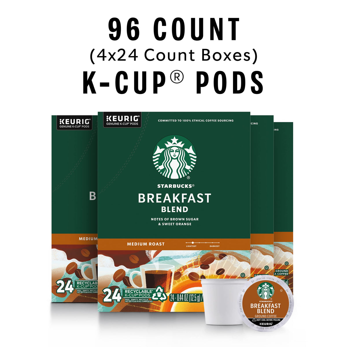 Starbucks Breakfast Blend hot coffee in a mug showcases a milder, flavorful start to the day.