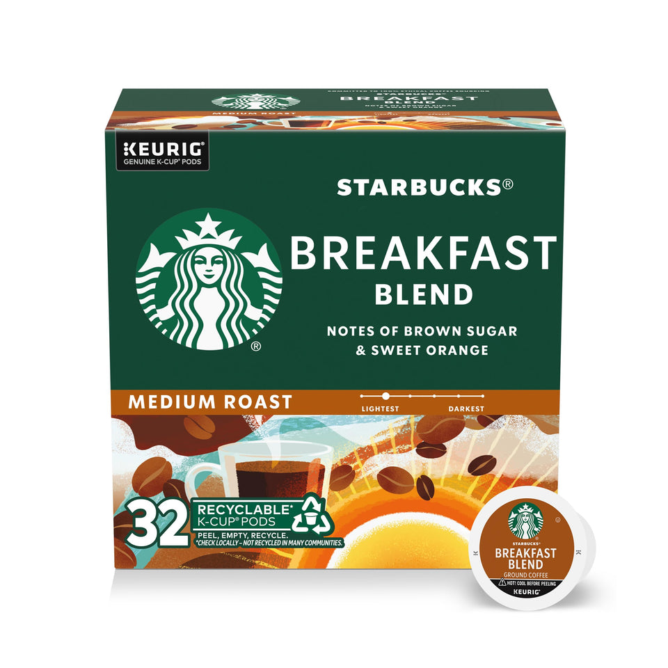 Starbucks Breakfast Blend K-Cup pods in a box for easy Keurig mornings.