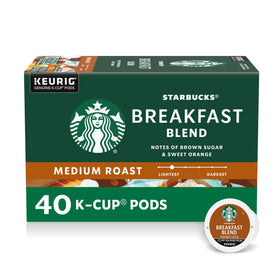 Starbucks Breakfast Blend K-Cup pods for easy at-home brewing.