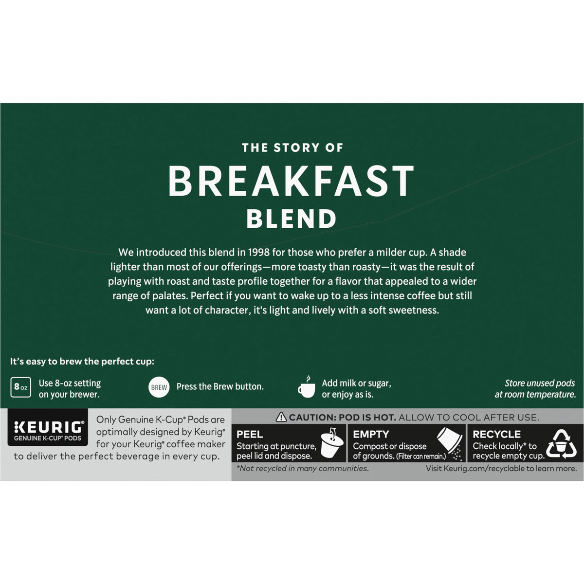 Starbucks Breakfast Blend K-Cup pods lined up for quick brewing