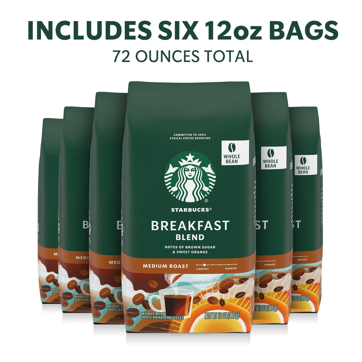 Light-bodied Breakfast Blend with brown sugar notes for a smooth start.