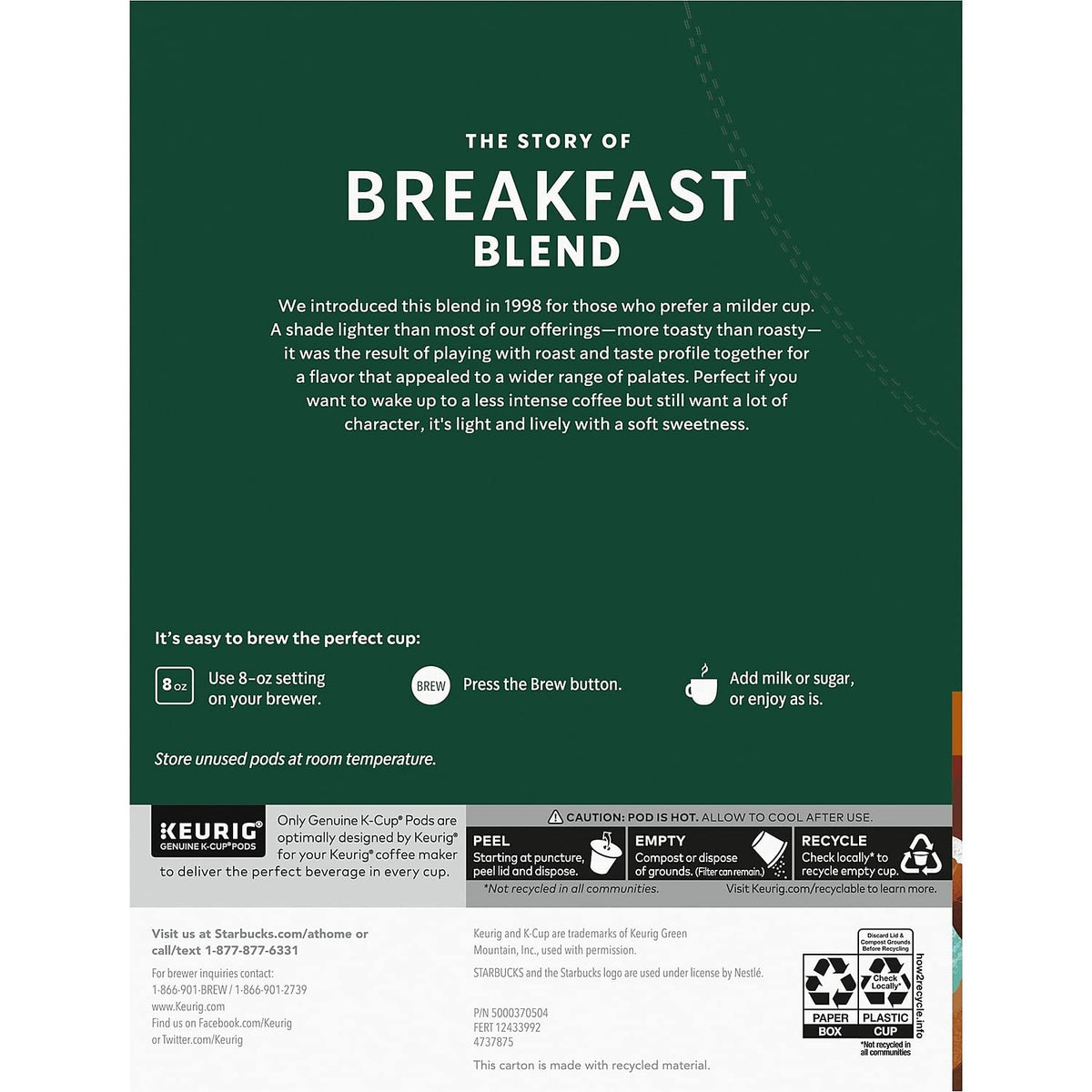 Starbucks Breakfast Blend mug with steaming cup ready to enjoy