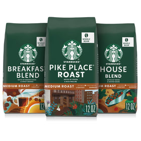 Starbucks Breakfast Blend whole bean 12oz bag ready for home grinding