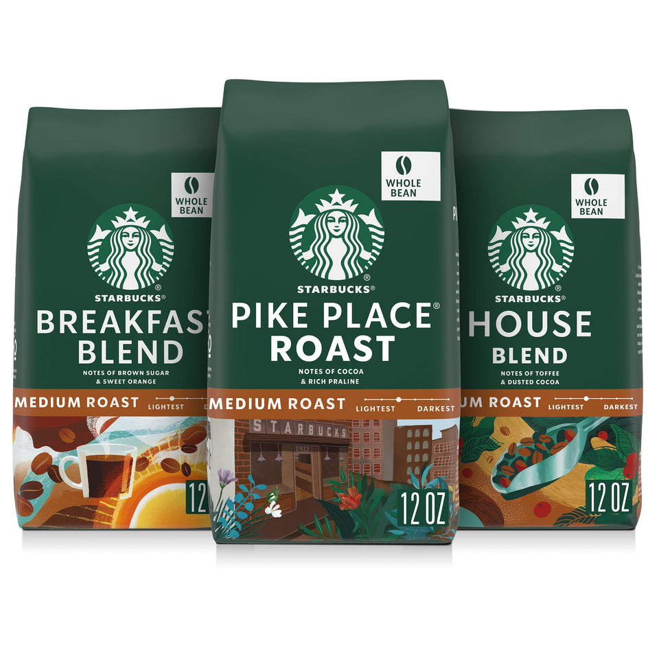 Starbucks Breakfast Blend whole bean 12oz bag ready for home grinding