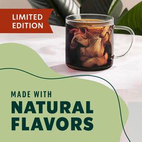 Warm Starbucks Brown Sugar Cinnamon coffee in a mug with creamer.