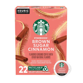 Starbucks Brown Sugar Cinnamon K-Cup pods in a 22-count box for home brewing.