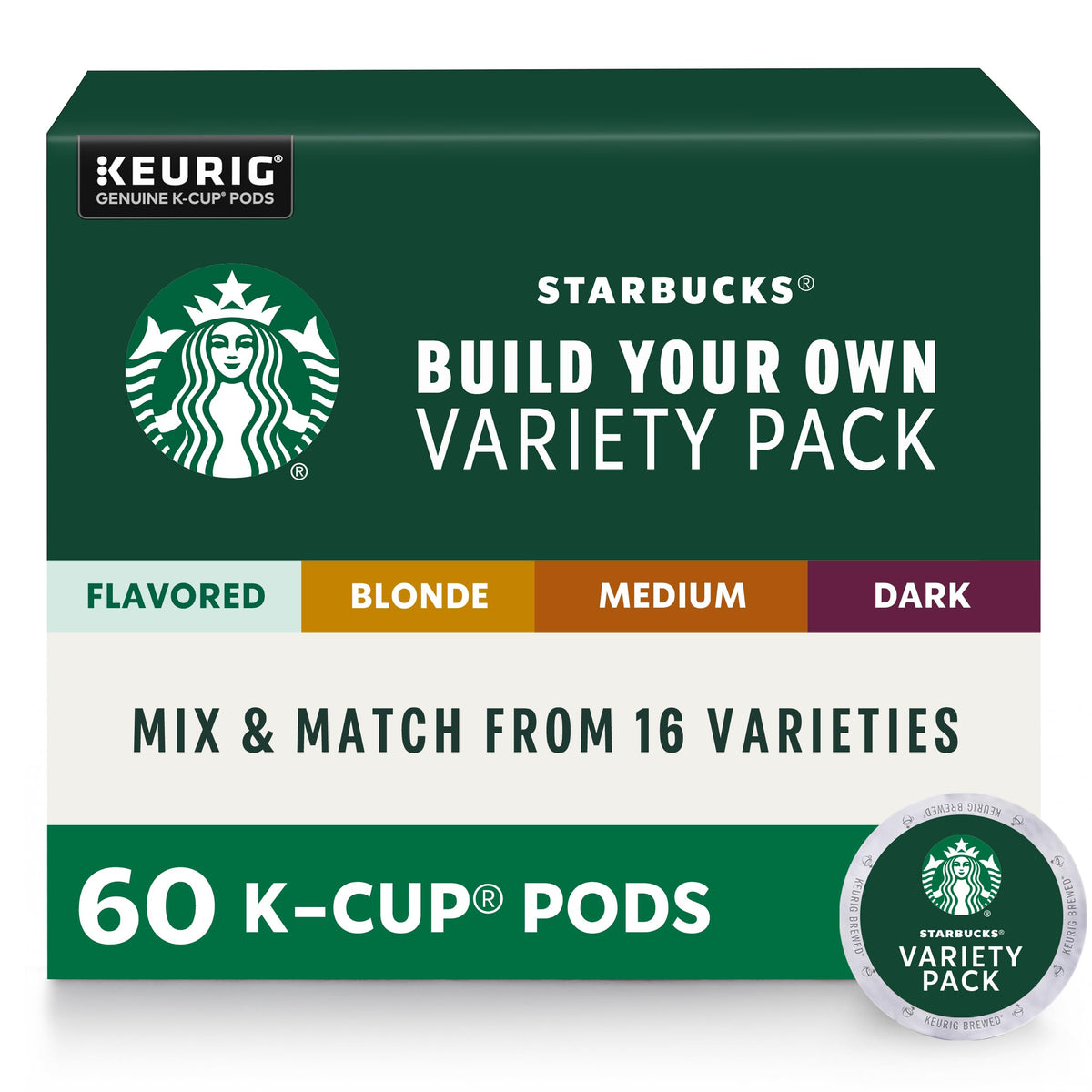 Starbucks Build-Your-Own Variety Pack: customizable 60-pod assortment.