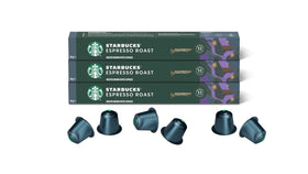 Starbucks by Nespresso espresso roast capsules pack for home brewing.