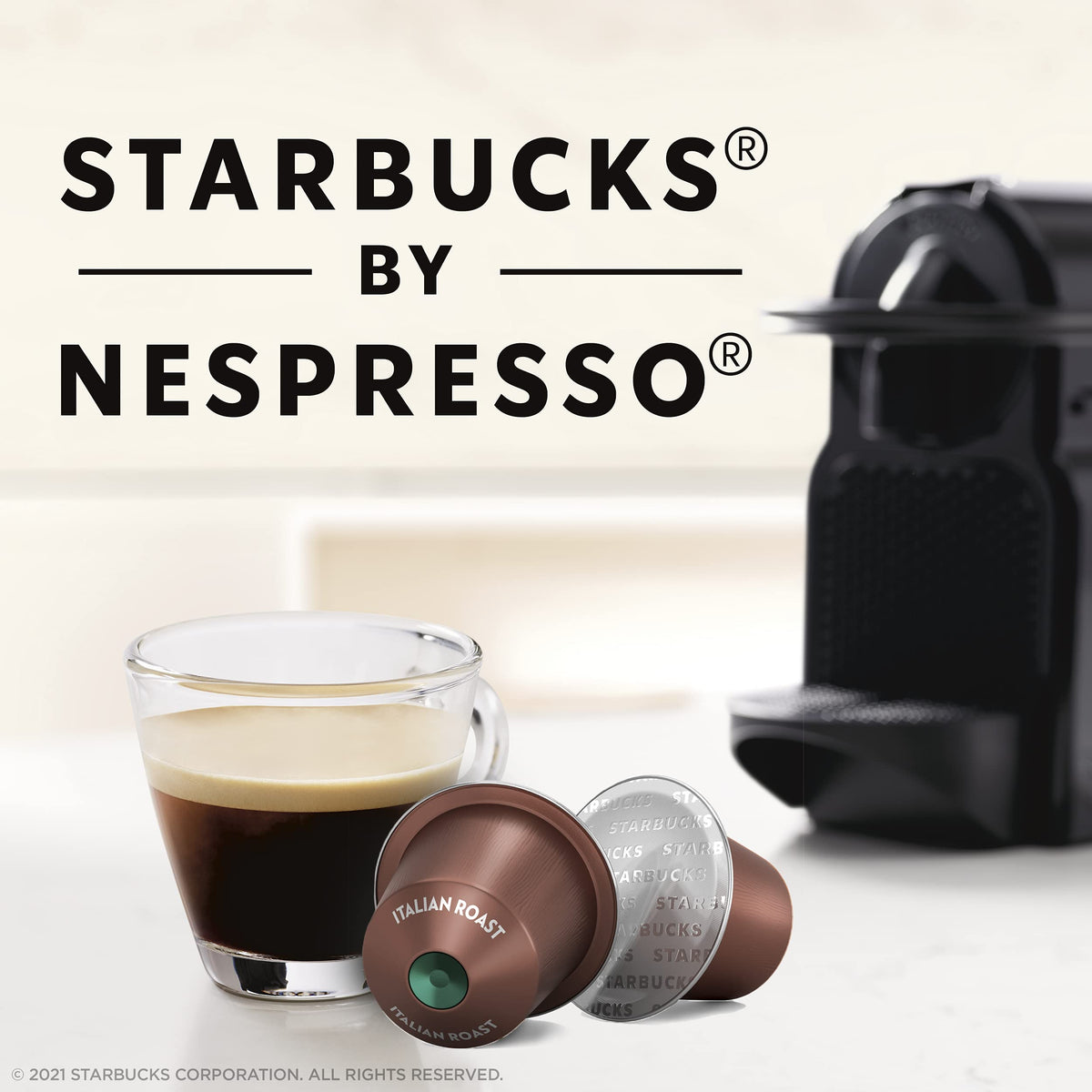 Starbucks by Nespresso Italian Roast capsules closeup showing premium beans