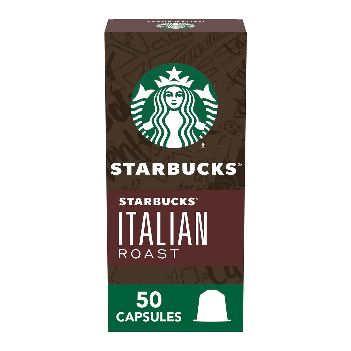 Starbucks by Nespresso Italian Roast capsules packshot with rich aroma