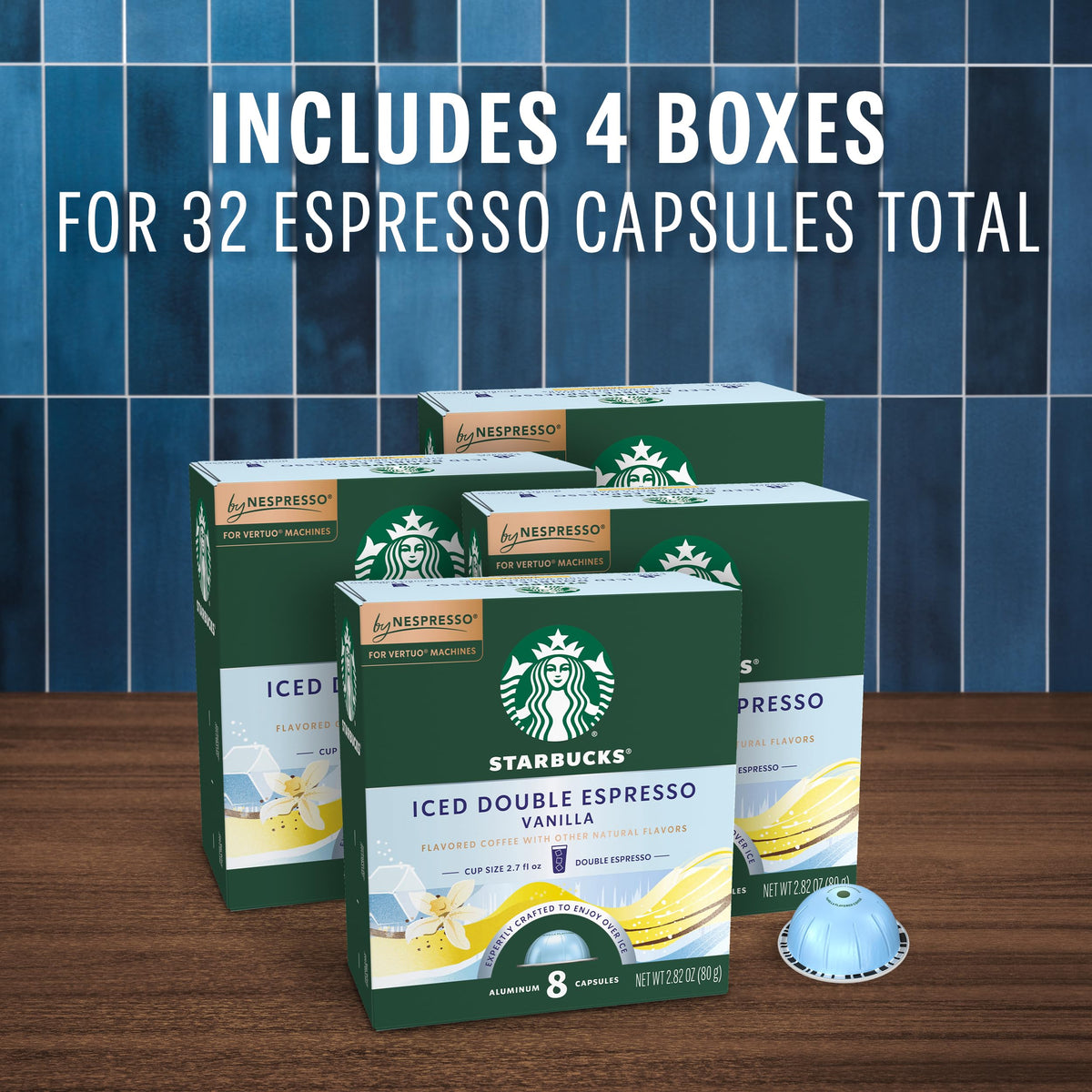 Vanilla double espresso capsule close-up showing premium aroma.