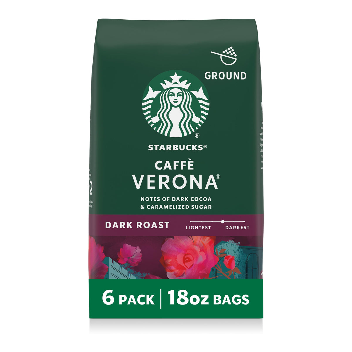 Starbucks Caffè Verona beans in view, highlighting rich aroma for everyday brewing.