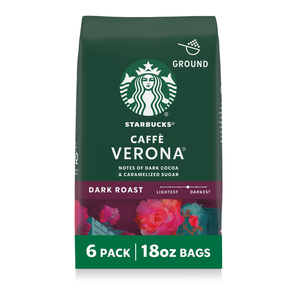 Starbucks Caffè Verona beans in view, highlighting rich aroma for everyday brewing.