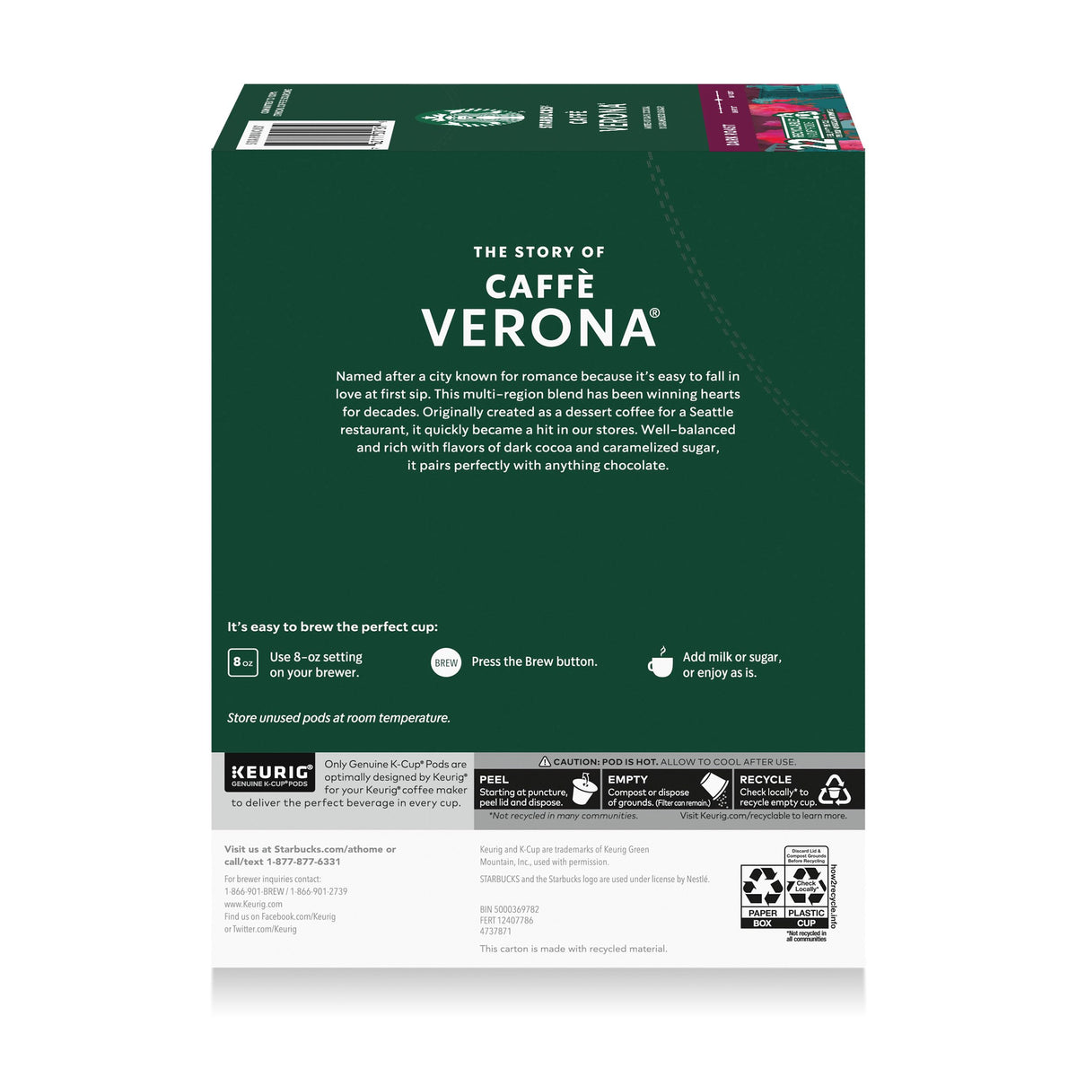 Starbucks Caffè Verona logo on glossy packaging.