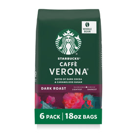 Starbucks Caffè Verona dark roast beans in a bag, ideal for versatile home brewing