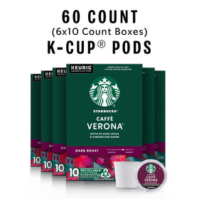 Starbucks Caffè Verona dark roast pod close-up highlighting rich cocoa notes.