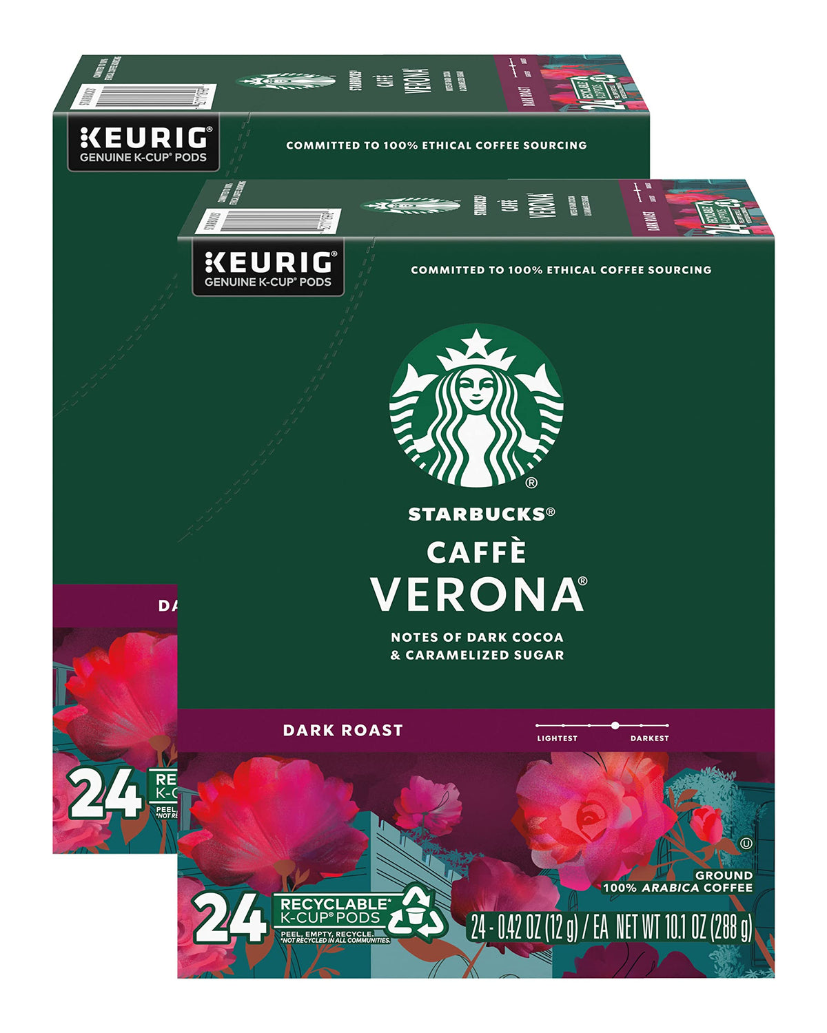 Starbucks Caffè Verona dark roast pod front label for quick, consistent brews