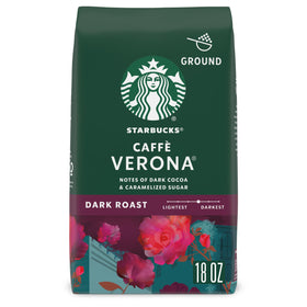 Starbucks Caffè Verona ground coffee in an 18oz bag for easy at-home brewing.