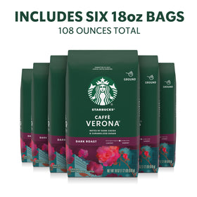 Starbucks Caffè Verona ground coffee bags on display, ready for bold drip mornings.