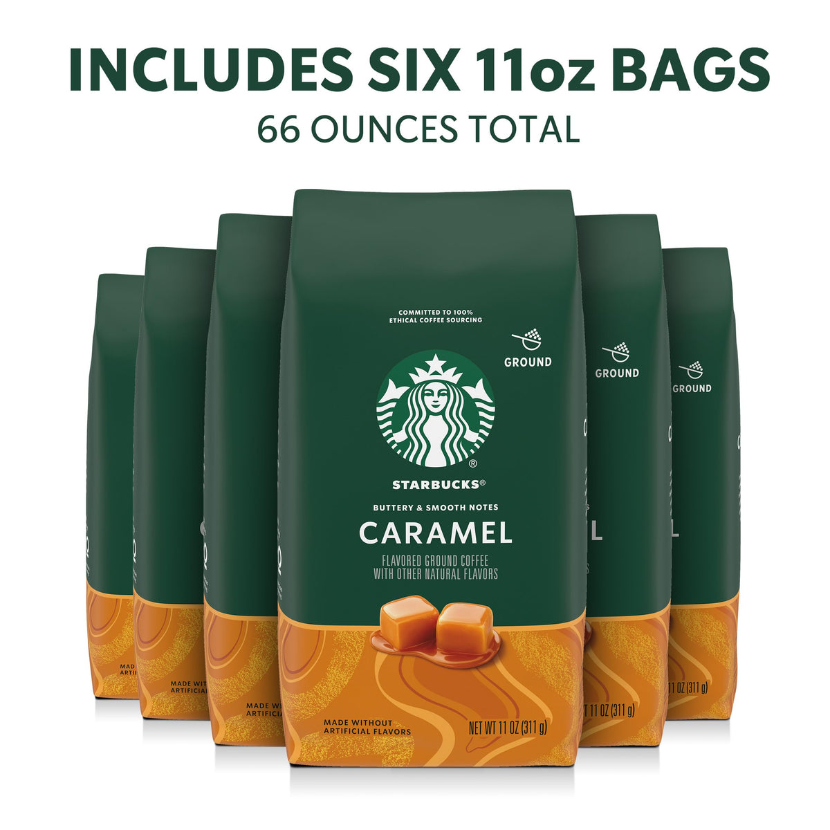 Starbucks caramel-flavored coffee closeup showing smooth, balanced flavor.
