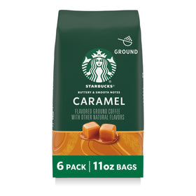 Starbucks Caramel ground coffee bags for convenient daily brewing.