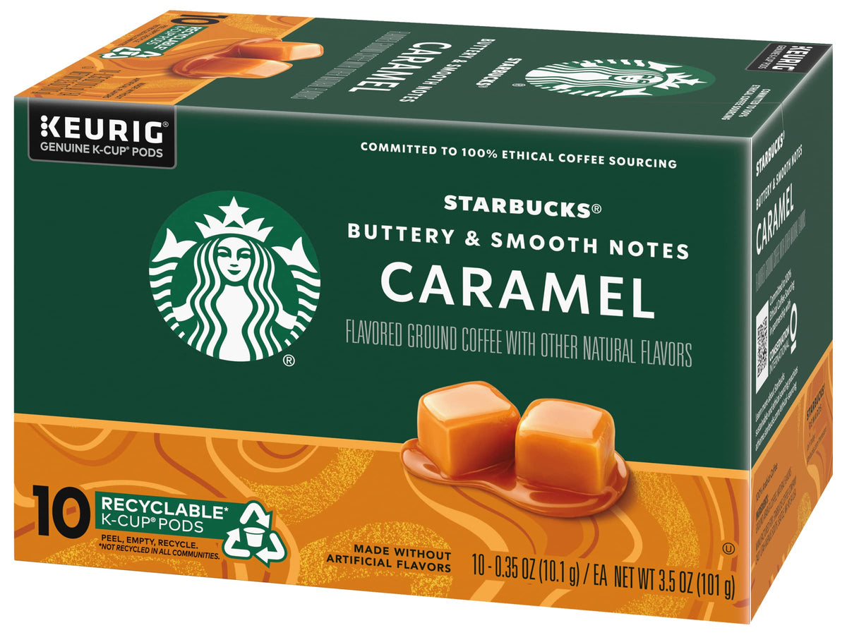 Starbucks Caramel K-Cup Pod hand-held pod showing convenient single-serve format.