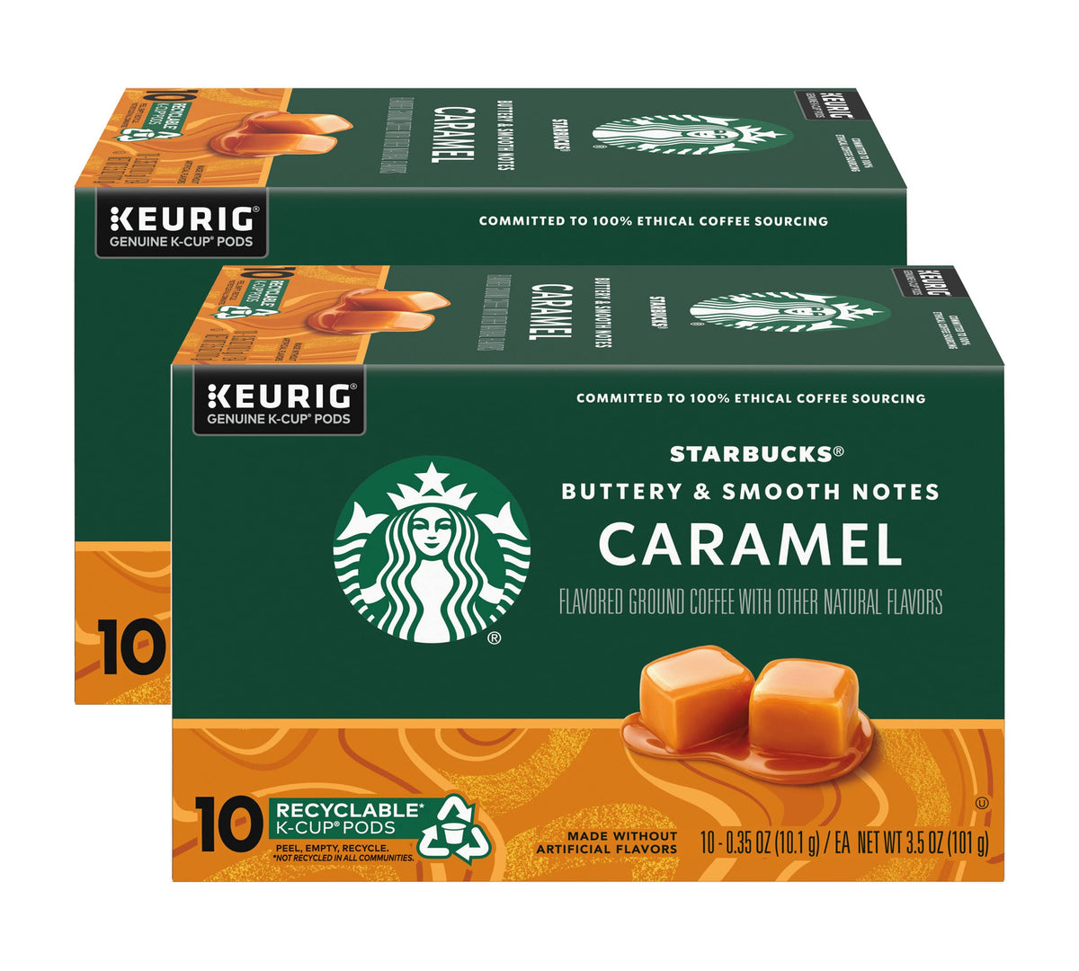 Starbucks Caramel K-Cup Pod pack shot showcasing inviting aroma for cozy mornings.
