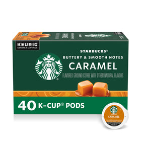 Starbucks Caramel K-Cup pods in box for easy at-home coffee.