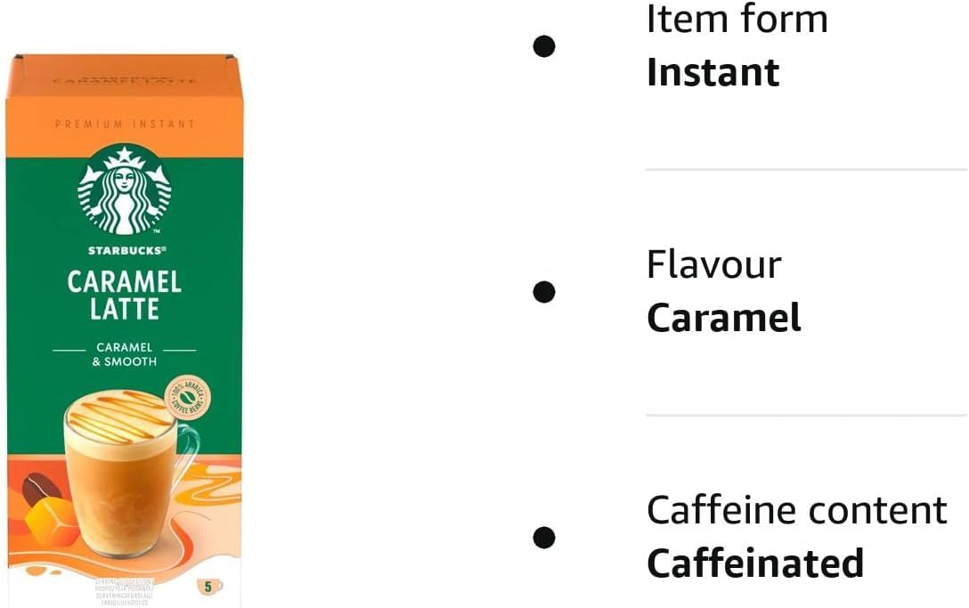 Starbucks Caramel Latte cup steaming ready for at-home enjoyment.